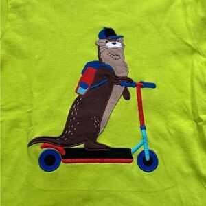 Gymboree Lime Green Tee with Sea Otter on Scooter